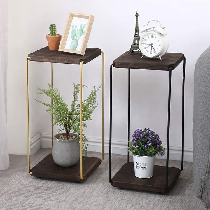 Two layer wooden flower stand