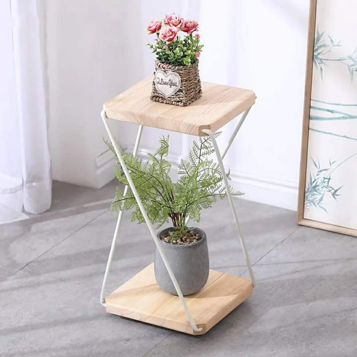 Two layer wooden flower stand