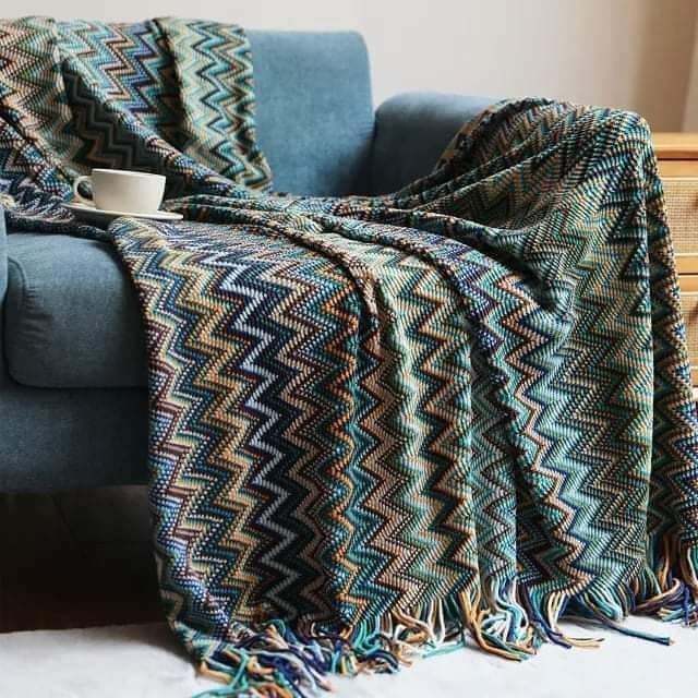 Bohemian style Soft Knitted Throw Blankets