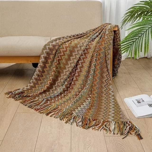 Bohemian style Soft Knitted Throw Blankets