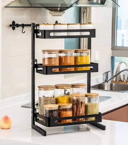 3 Tier Metallic Spice Rack BlackNov