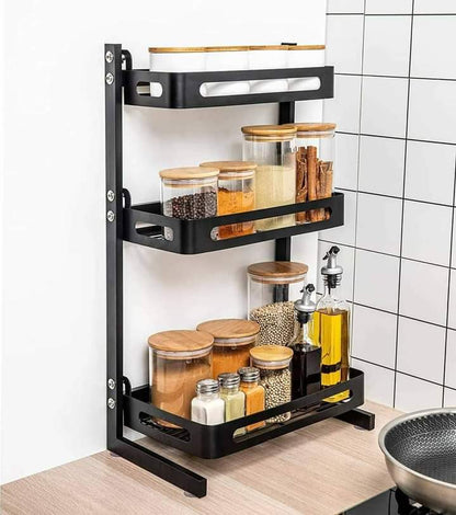 3 Tier Metallic Spice Rack BlackNov