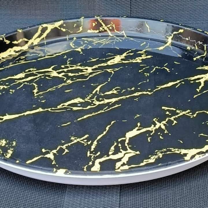 40cm Marble themed melanine tray