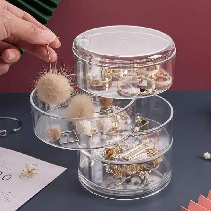 Rotating jewellery/ makeup organizer clear color