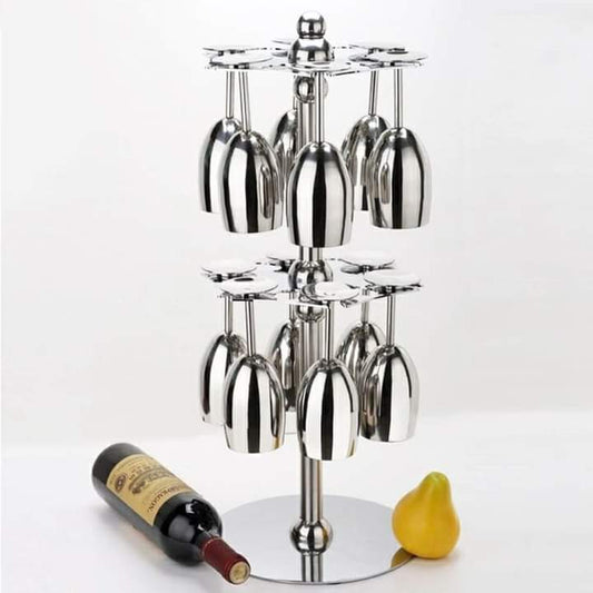 Double layer rotating wine glass holder