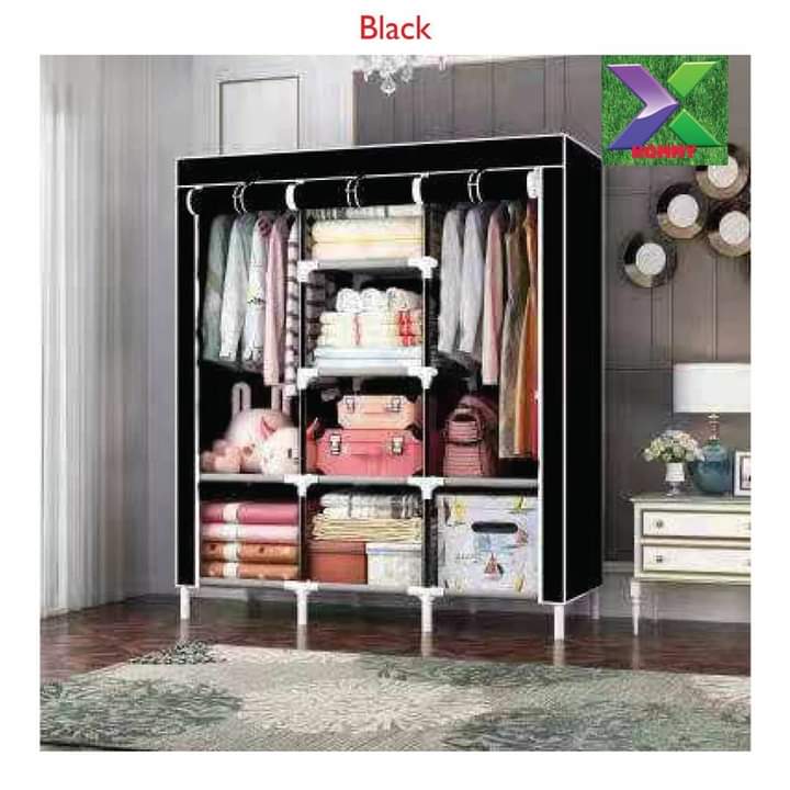 Portable three column wardrobe