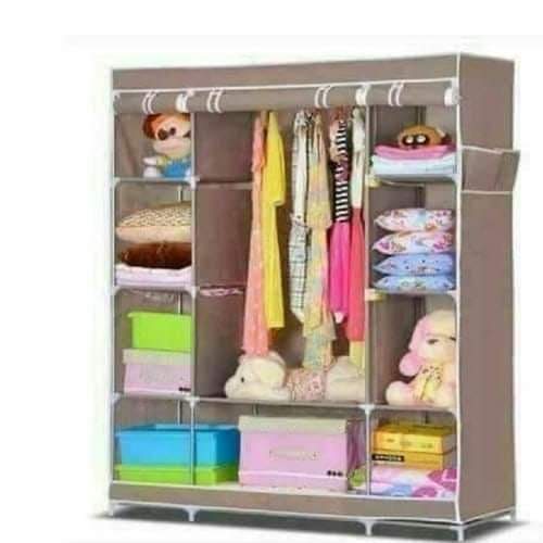 Portable three column wardrobe