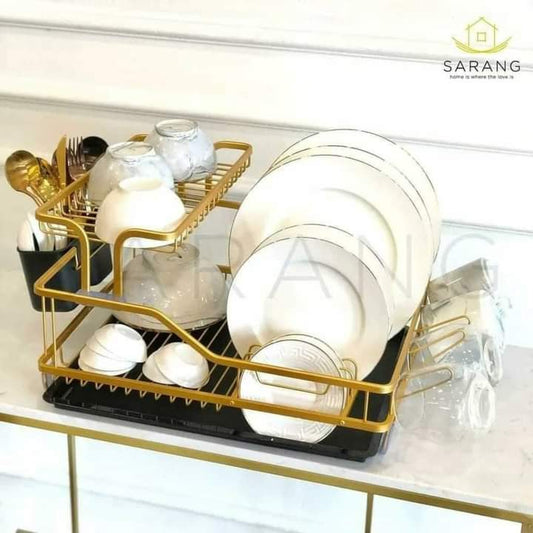 Metallic stainless steel dish rack