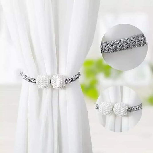 Magnetic pearl themed curtain holders