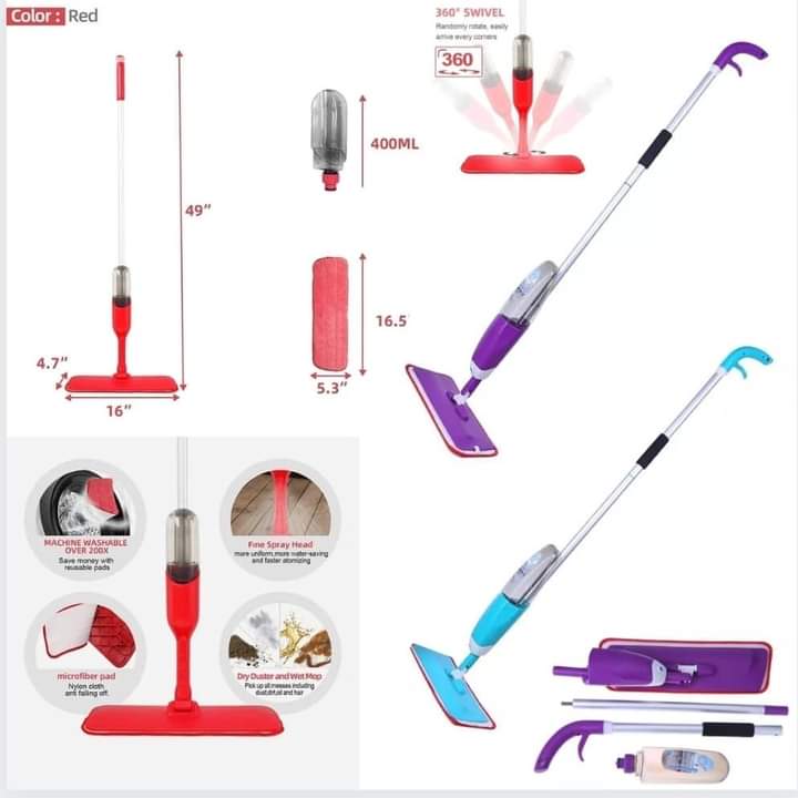 Spray mop & 360 degree handle mop Red