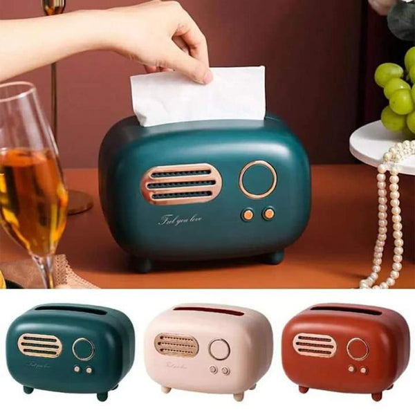 Radio tissue box holder