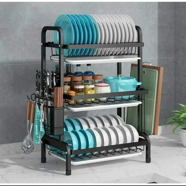 Three Layer Metallic Dish Rack