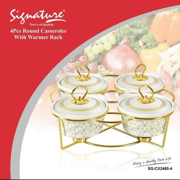 Signature 4Pcs Round Porcelain chaffing Dish