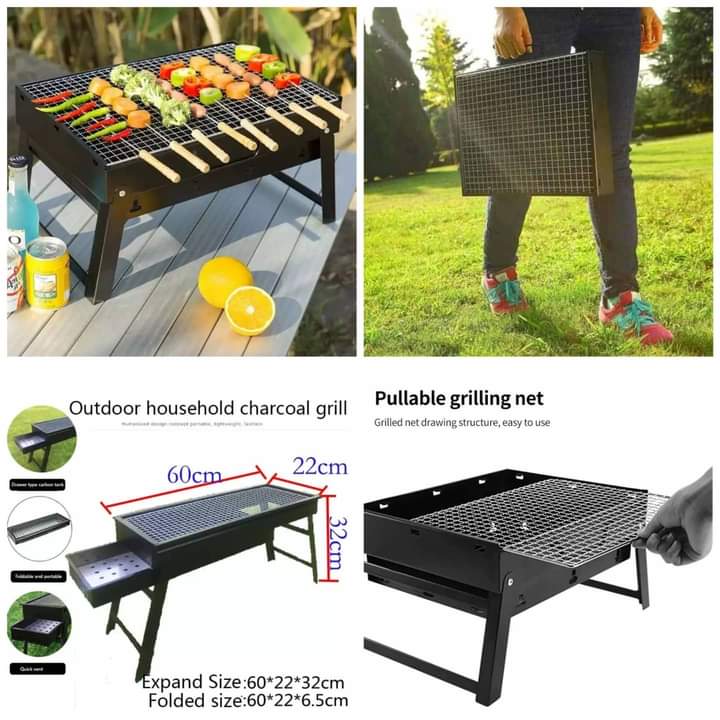 Foldable portable barbeque charcoal grill