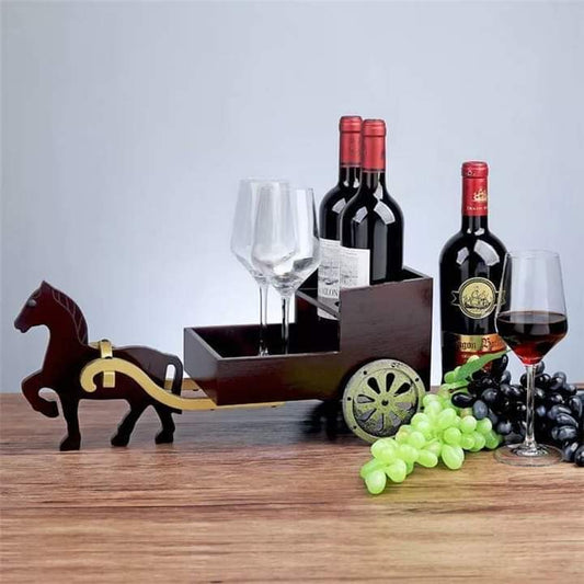 Vintage horse cart wine rack