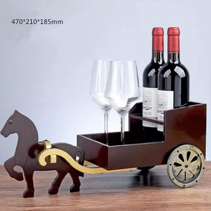 Vintage horse cart wine rack