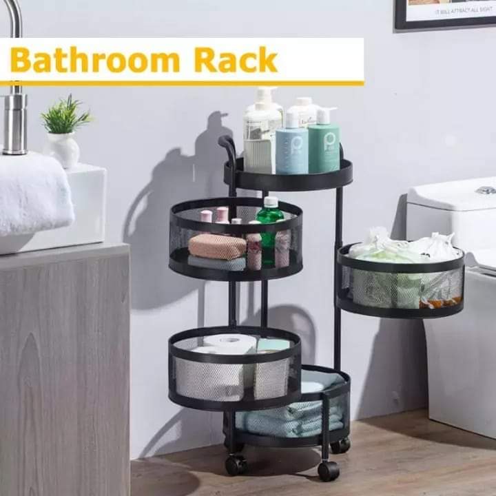 Rotatable storage trolley rack organizer