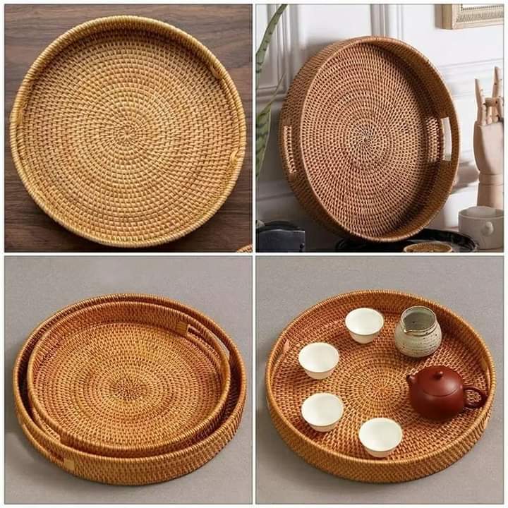 Round rattan tray/basket