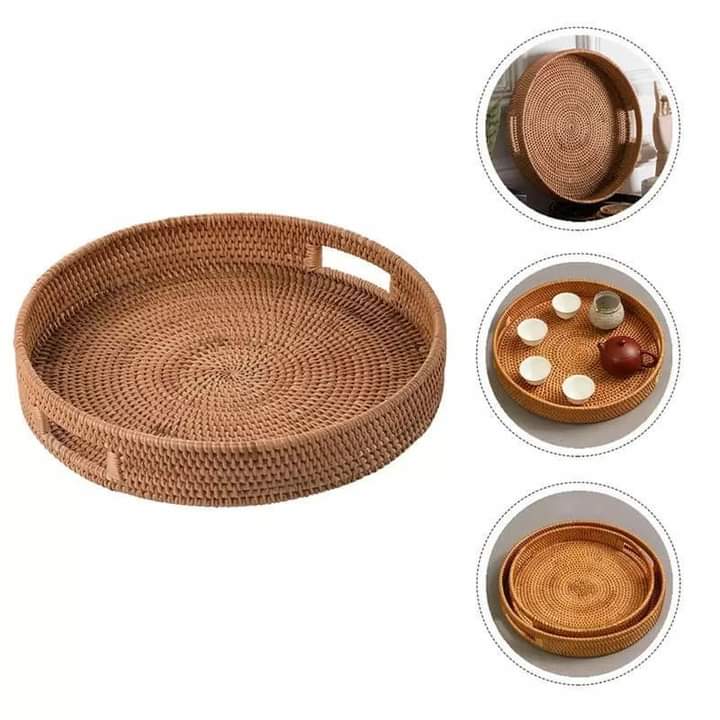 Round rattan tray/basket