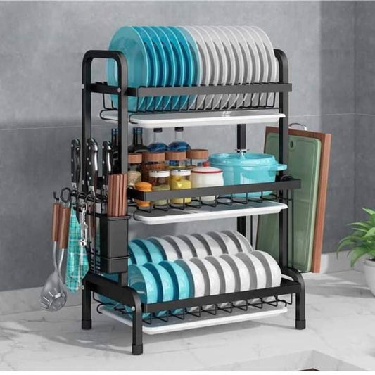 3-tier metallic stainless dishrack