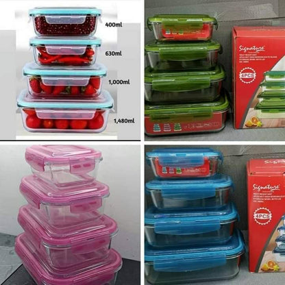 4Pc Borosilicate glass storage containers