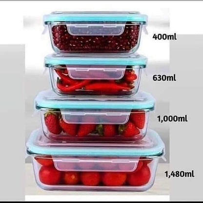 4Pc Borosilicate glass storage containers