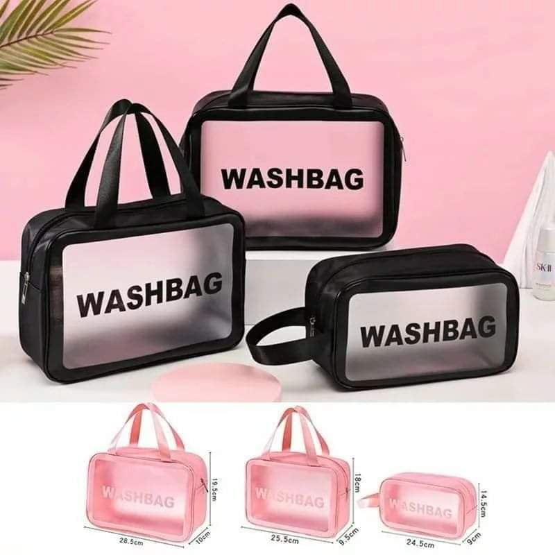 Quality Large-Capacity Pu Frosted Waterproof Three-Piece Cosmetic Bag