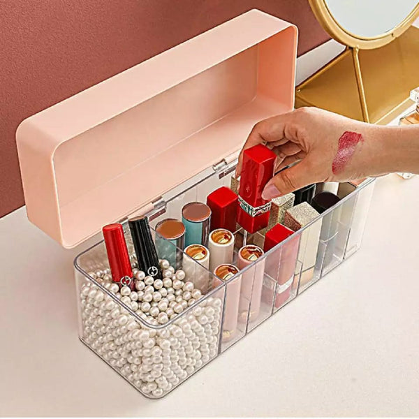 Multi-Compartment Cosmetic Lipstick and Accessory Storage Container