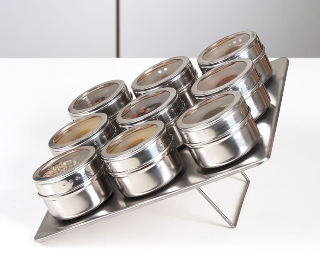 Magnetic condiment spice jar set