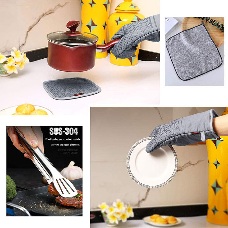 6pcs set high heat resistant oven mitts