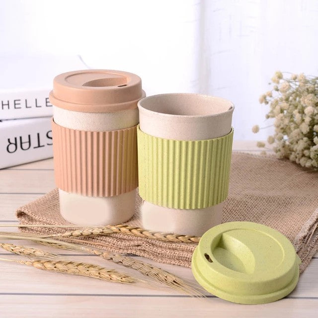 350Ml Wheat Straw Travel Coffee Mugs Cup