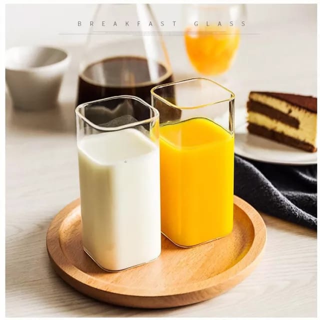 6pc 380Ml Transparent Borosilicate Rectangle Glass Cup