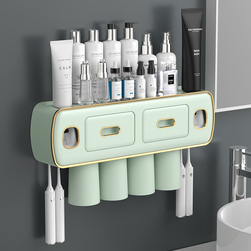 Wall Mounted Self-adhesive Toothpaste with Toothbrush Holder