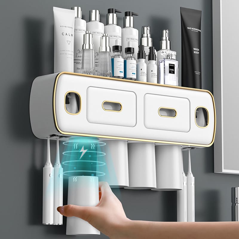 Wall Mounted Self-adhesive Toothpaste with Toothbrush Holder