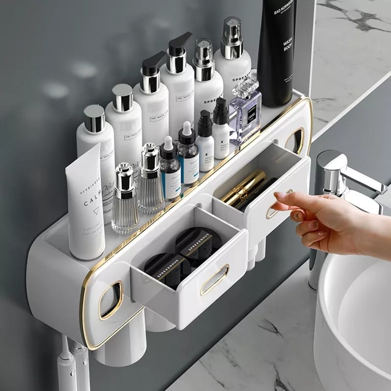 Wall Mounted Self-adhesive Toothpaste with Toothbrush Holder