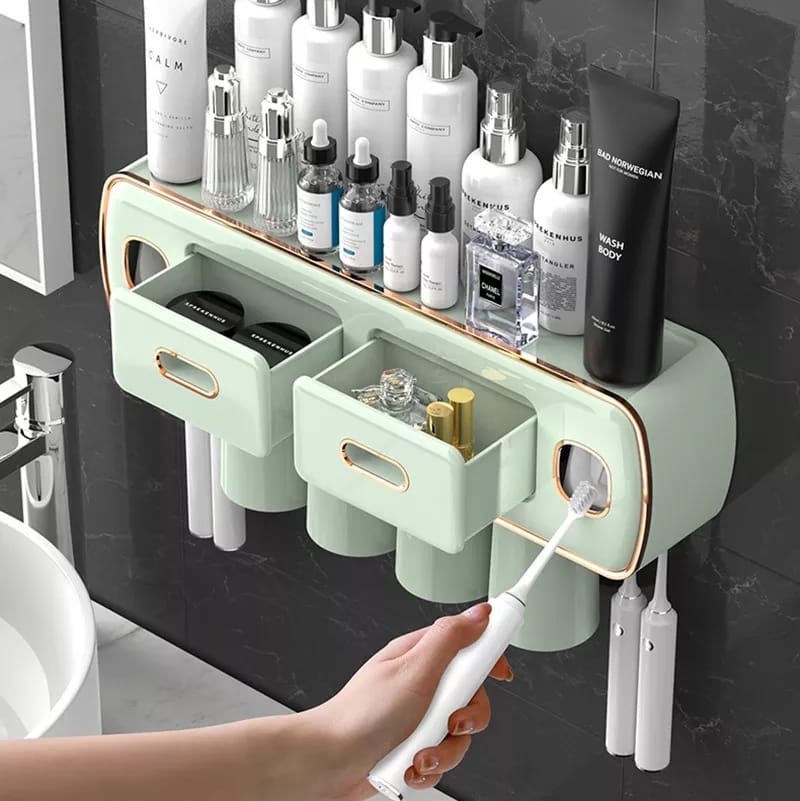 Wall Mounted Self-adhesive Toothpaste with Toothbrush Holder