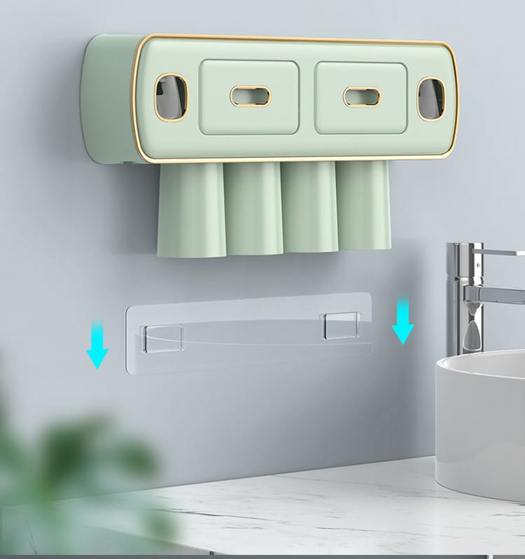 Wall Mounted Self-adhesive Toothpaste with Toothbrush Holder