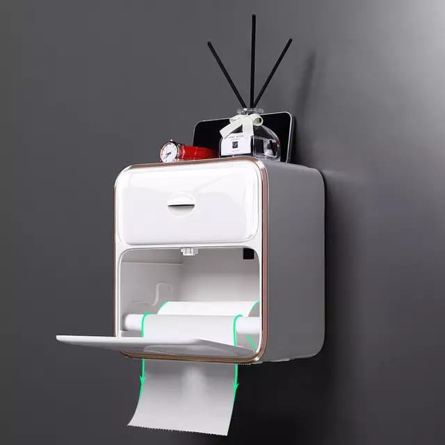 Double Layer Waterproof Toilet Paper Dispenser