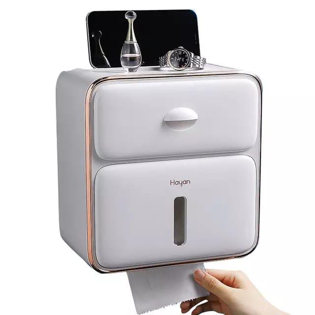 Double Layer Waterproof Toilet Paper Dispenser