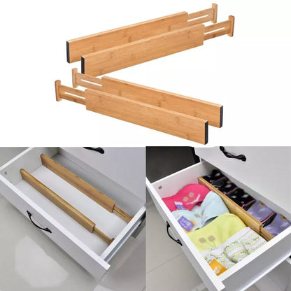 4Set Bamboo Drawer Divider BlackNov