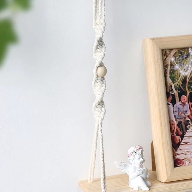 Wooden Hanging Wall Shelf Rope