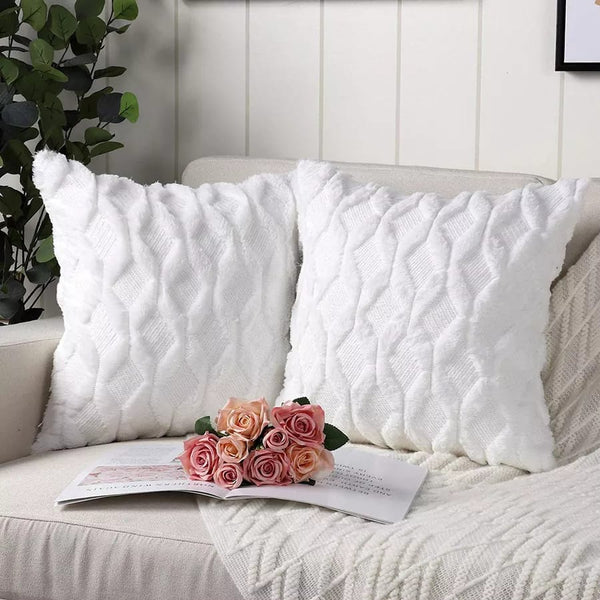 Rustic Embroidered Faux Wool Throw Pillow Cover