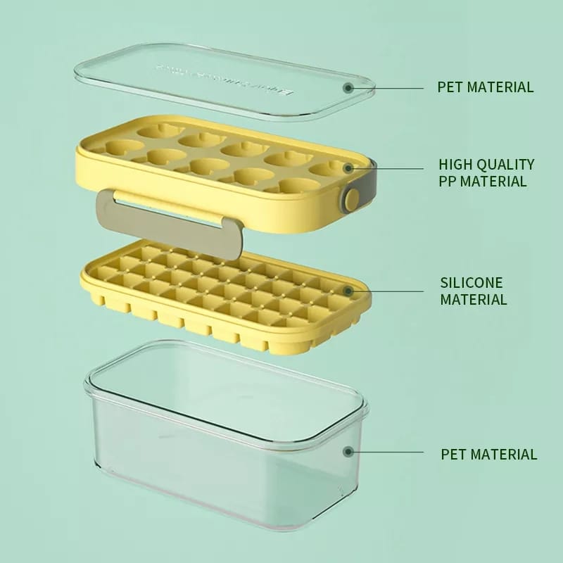 Double Layer 4 in 1 Ice Cube Tray with Lid