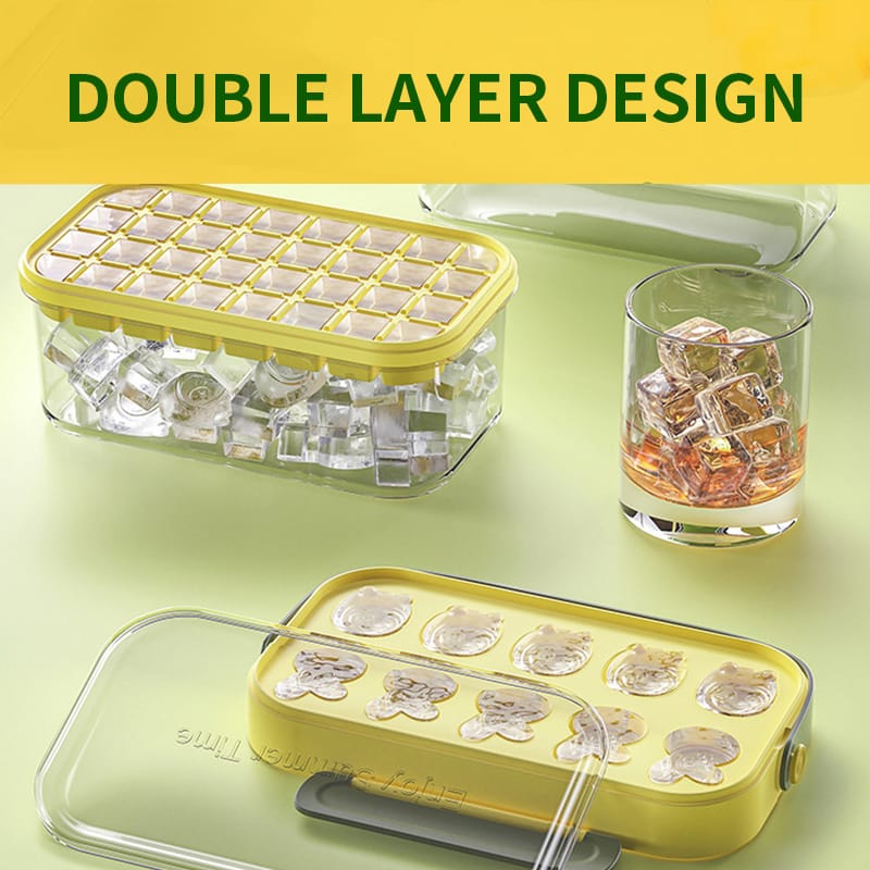 Double Layer 4 in 1 Ice Cube Tray with Lid