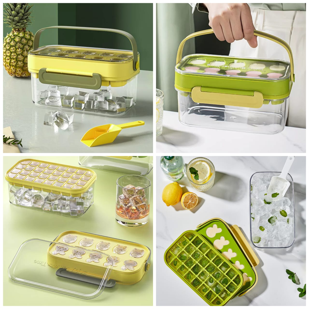 Double Layer 4 in 1 Ice Cube Tray with Lid