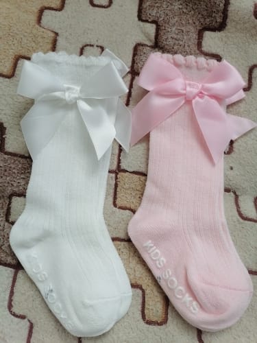 Cotton Bow Baby Girls Knee High Socks