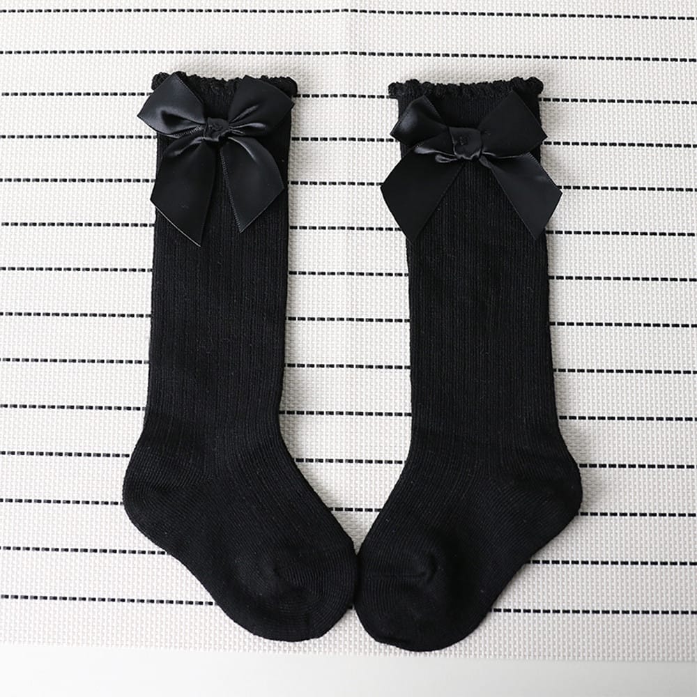 Cotton Bow Baby Girls Knee High Socks