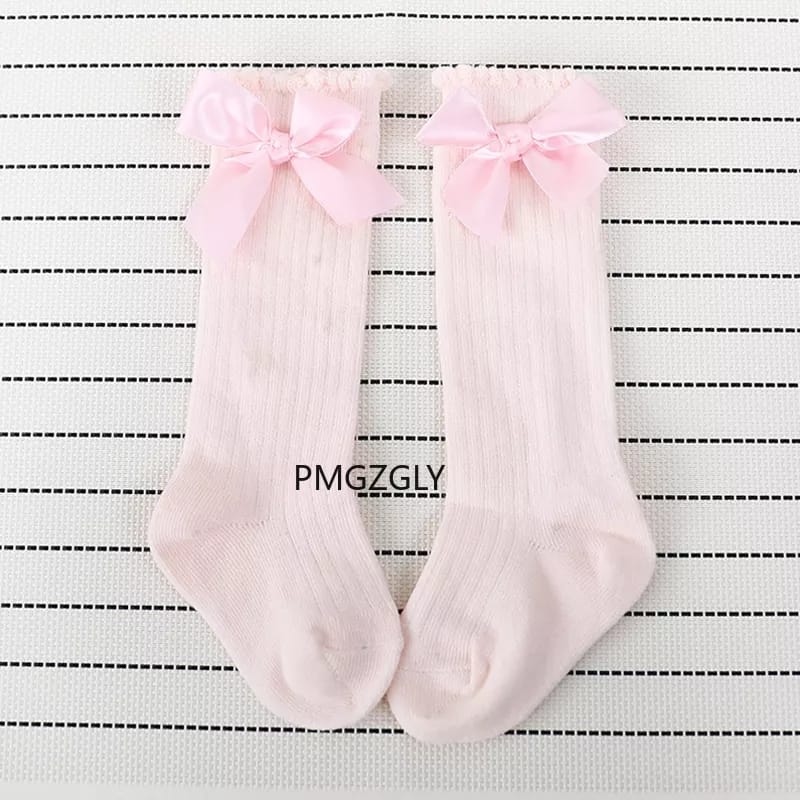 Cotton Bow Baby Girls Knee High Socks