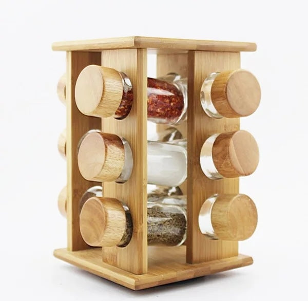 12Pcs Bamboo Spice Rack