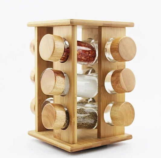 12Pcs Bamboo Spice Rack